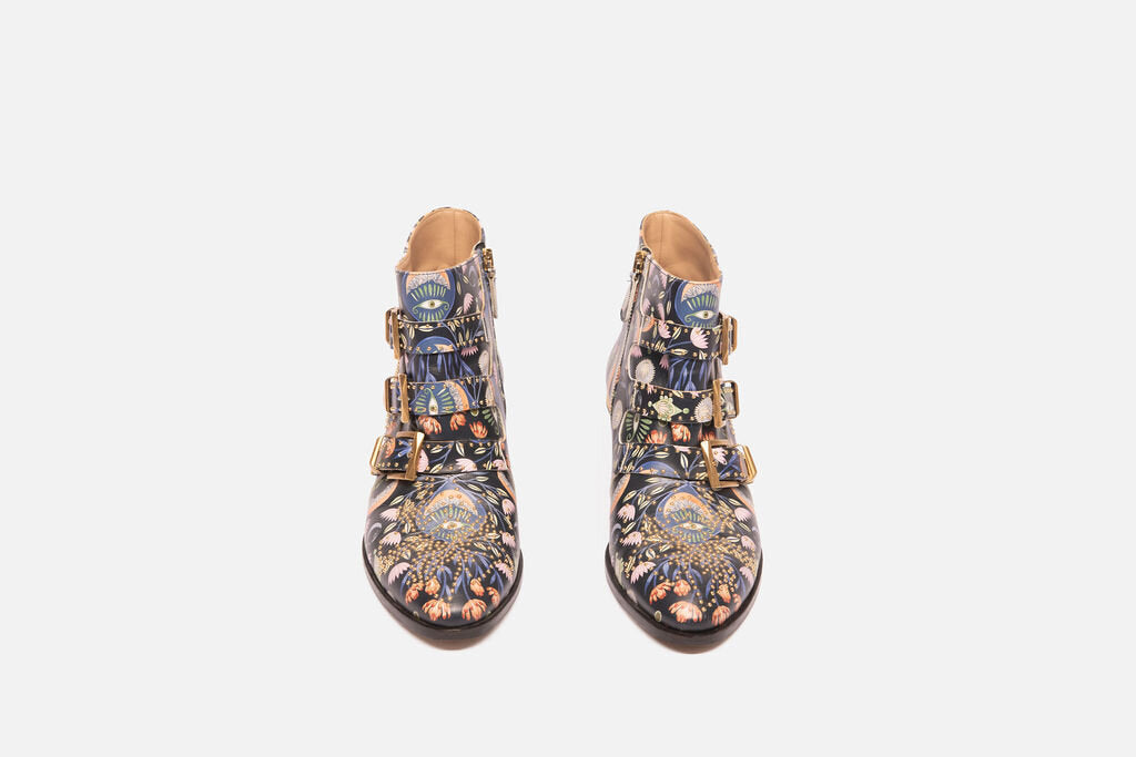 Chloe Floral Leather Ankle Boot