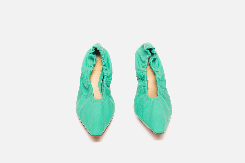 Bottega Veneta Teal Leather Sparkle Heels