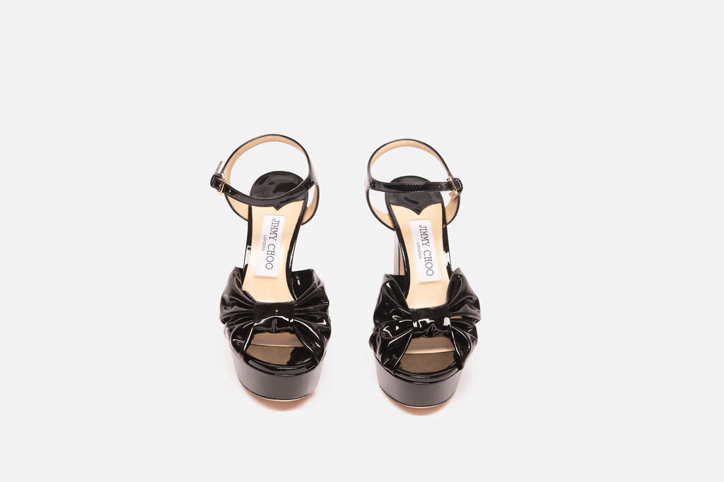Jimmy Choo Black Patent Heloise Platform Sandal