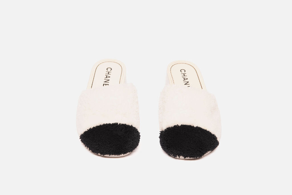 Chanel Black & White Terry Mules