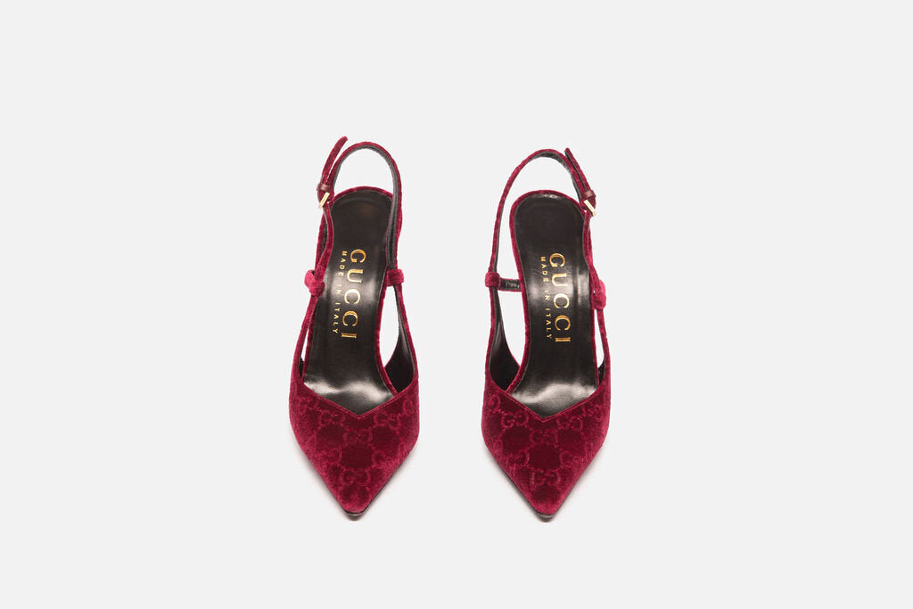Gucci Burgundy Velvet Slingback Pump
