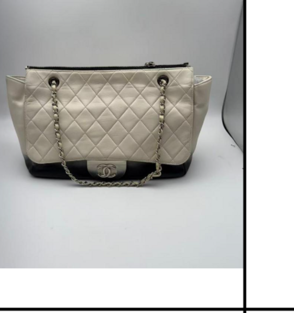 Black & White Leather Flap Tote