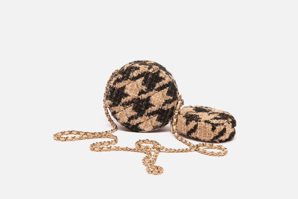 Chanel Black & Beige Houndstooth Mini Crossbody
