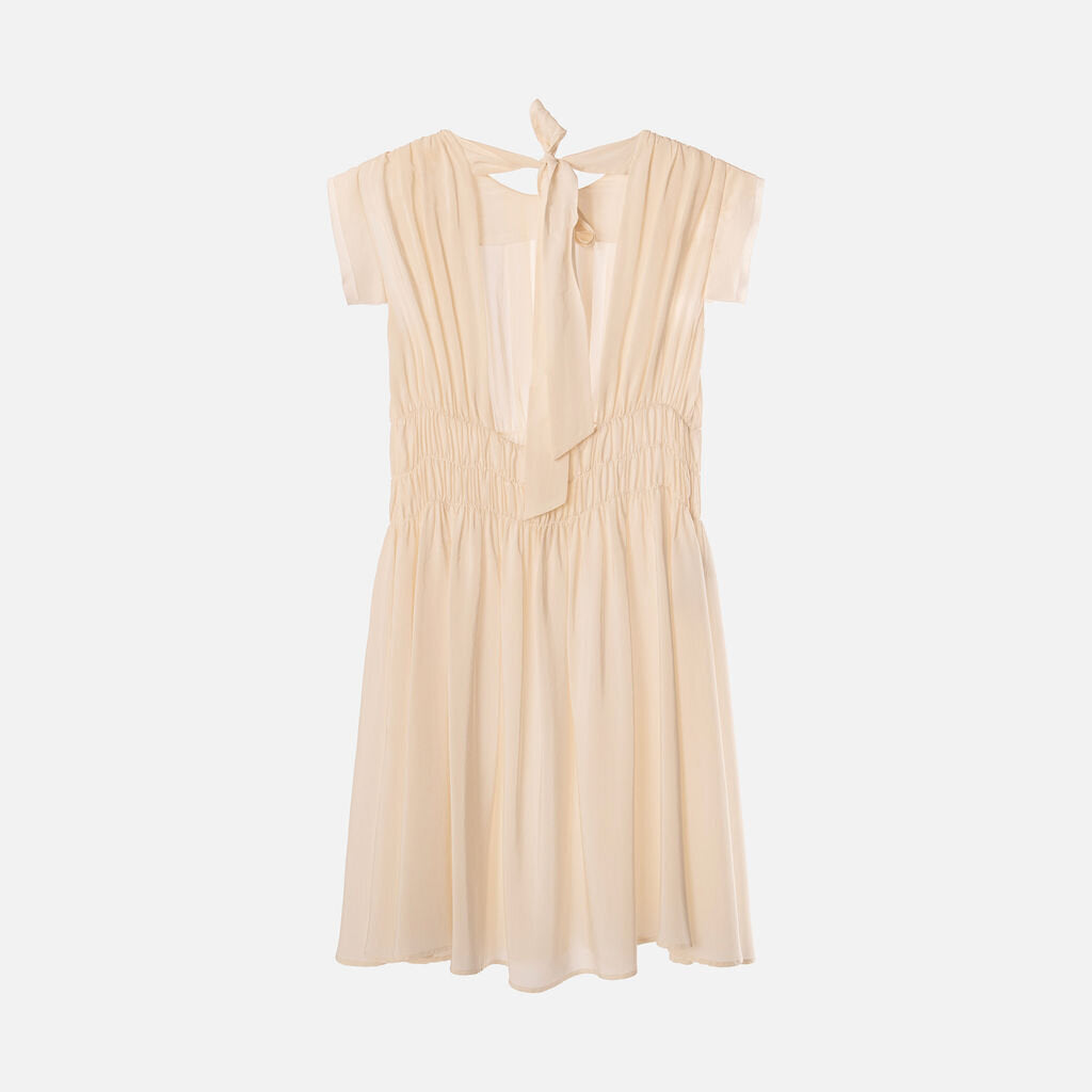 Miu Miu Ivory Silk Ruched Mini Dress (2012)