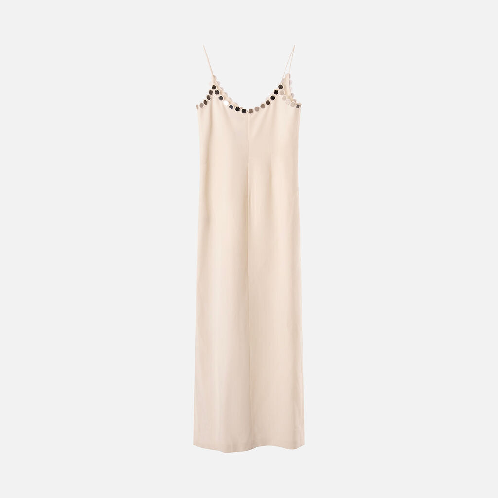 David Koma White Long Dress with Mirrored Circles