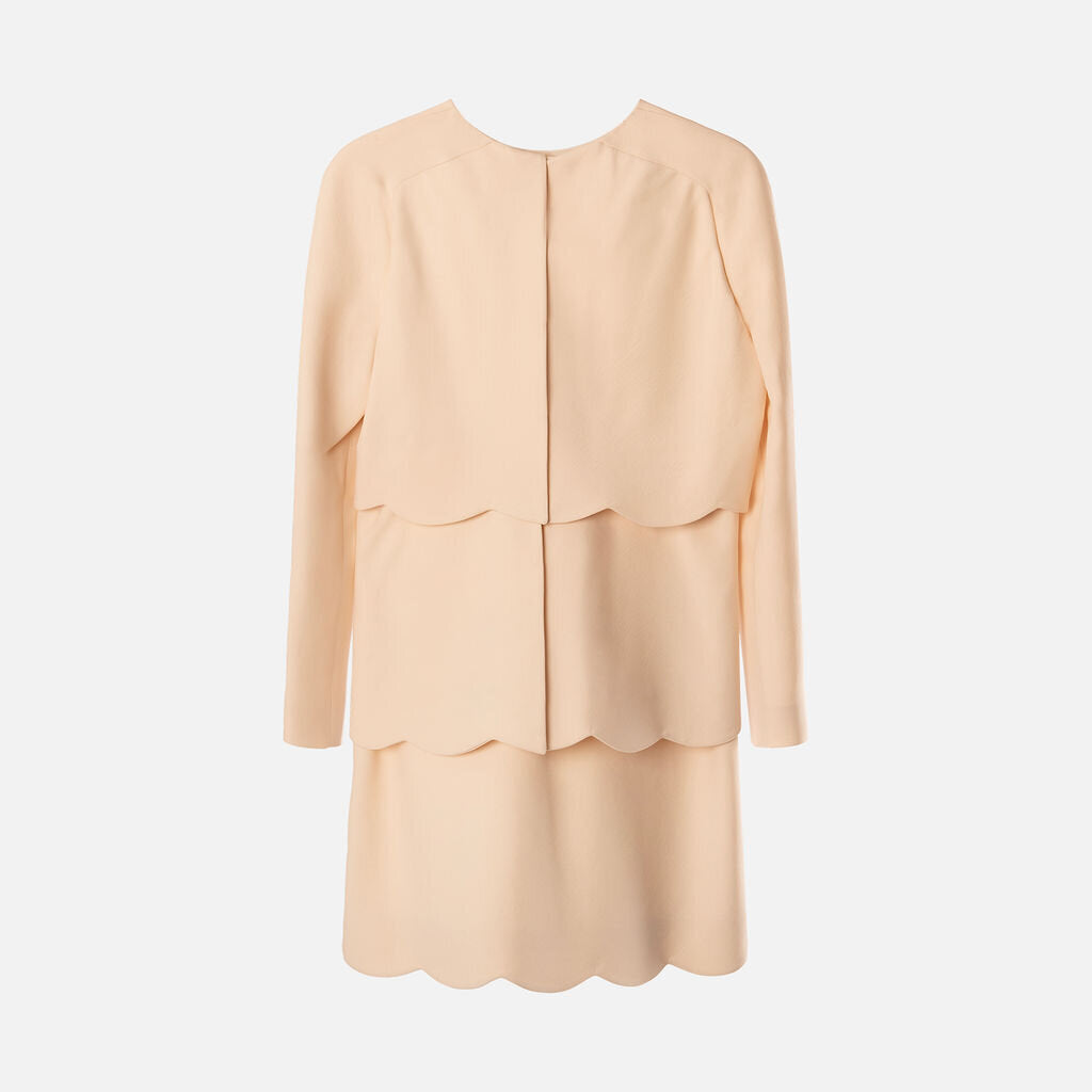 Valentino Pale Pink Wool & Silk Tiered Dress