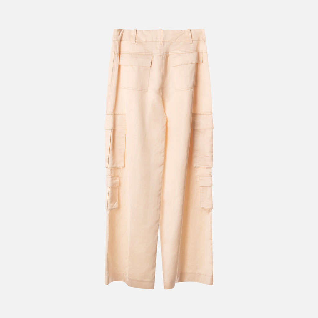 Self-Portrait Cream Satin Utility Shirt+Pant