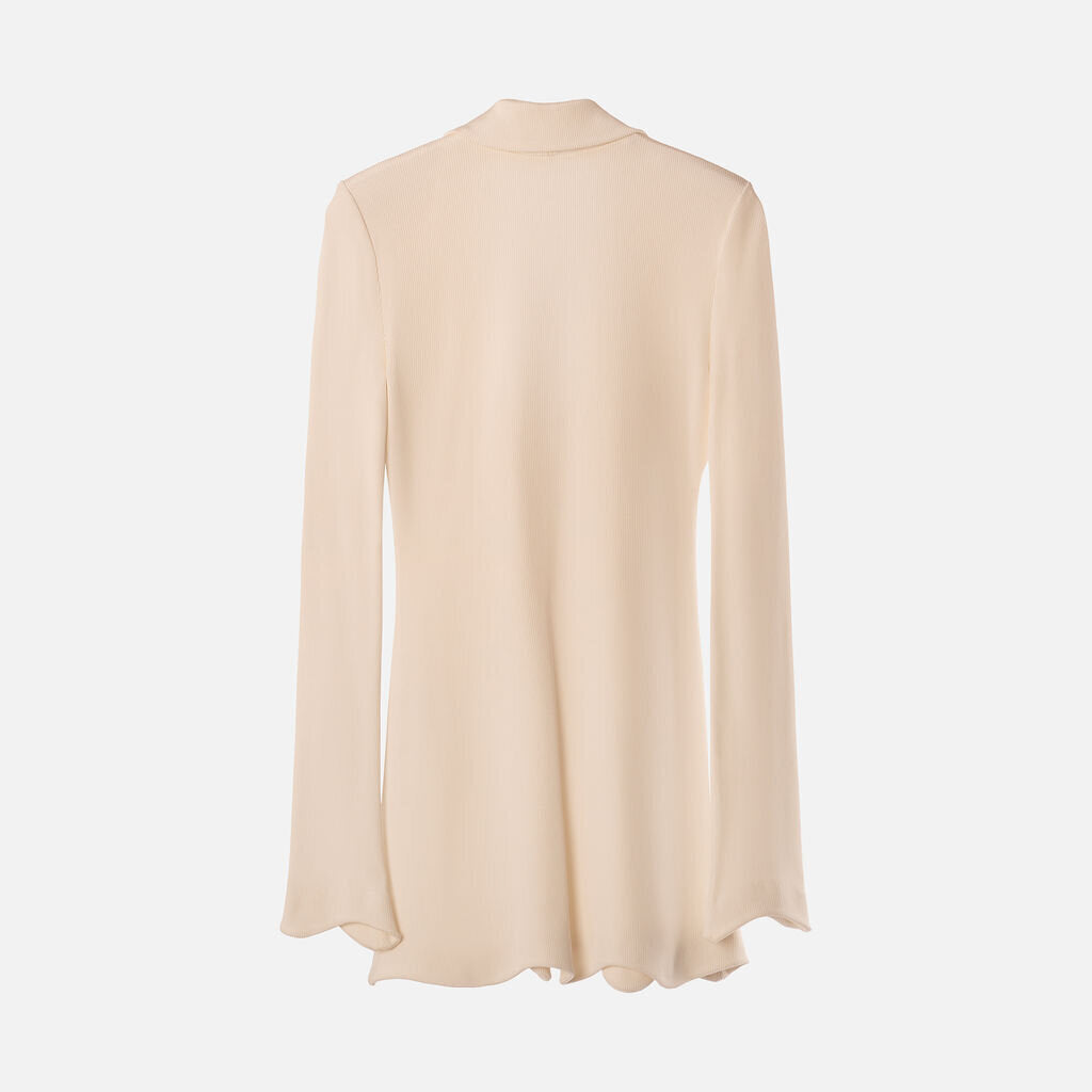 Mach & Mach White Viscose Crystal Detail V-Neck Dress