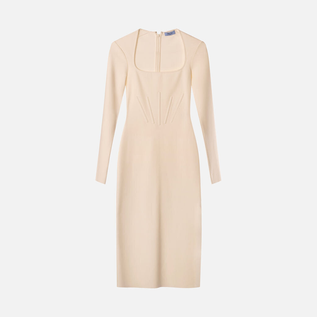 Mugler White Corset Knitted Midi Dress – The Refind