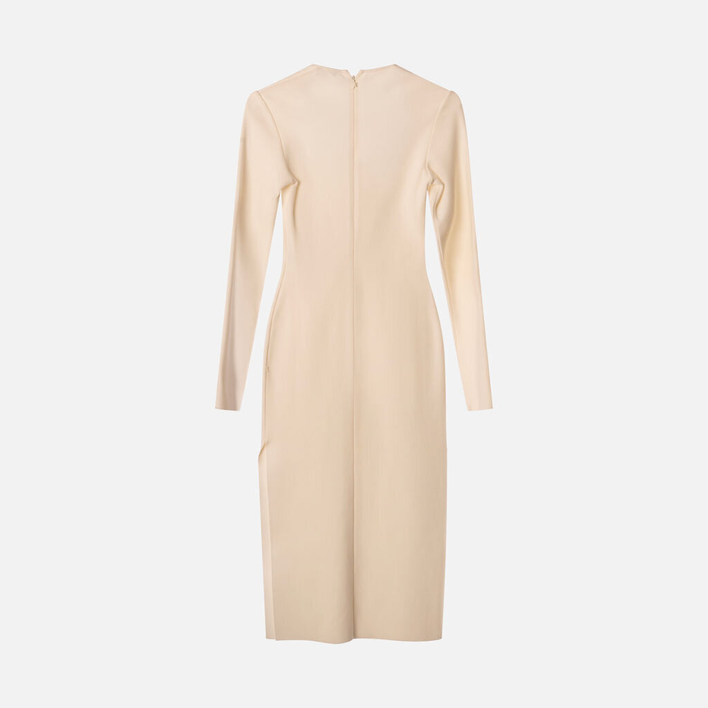 Mugler White Corset Knitted Midi Dress
