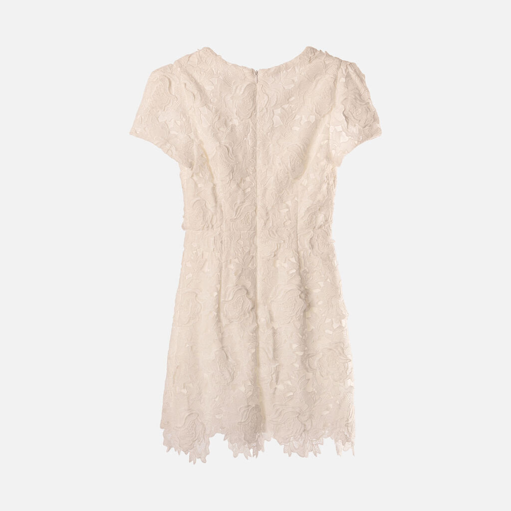 Milly White Poly Floral Lace Mini Dress