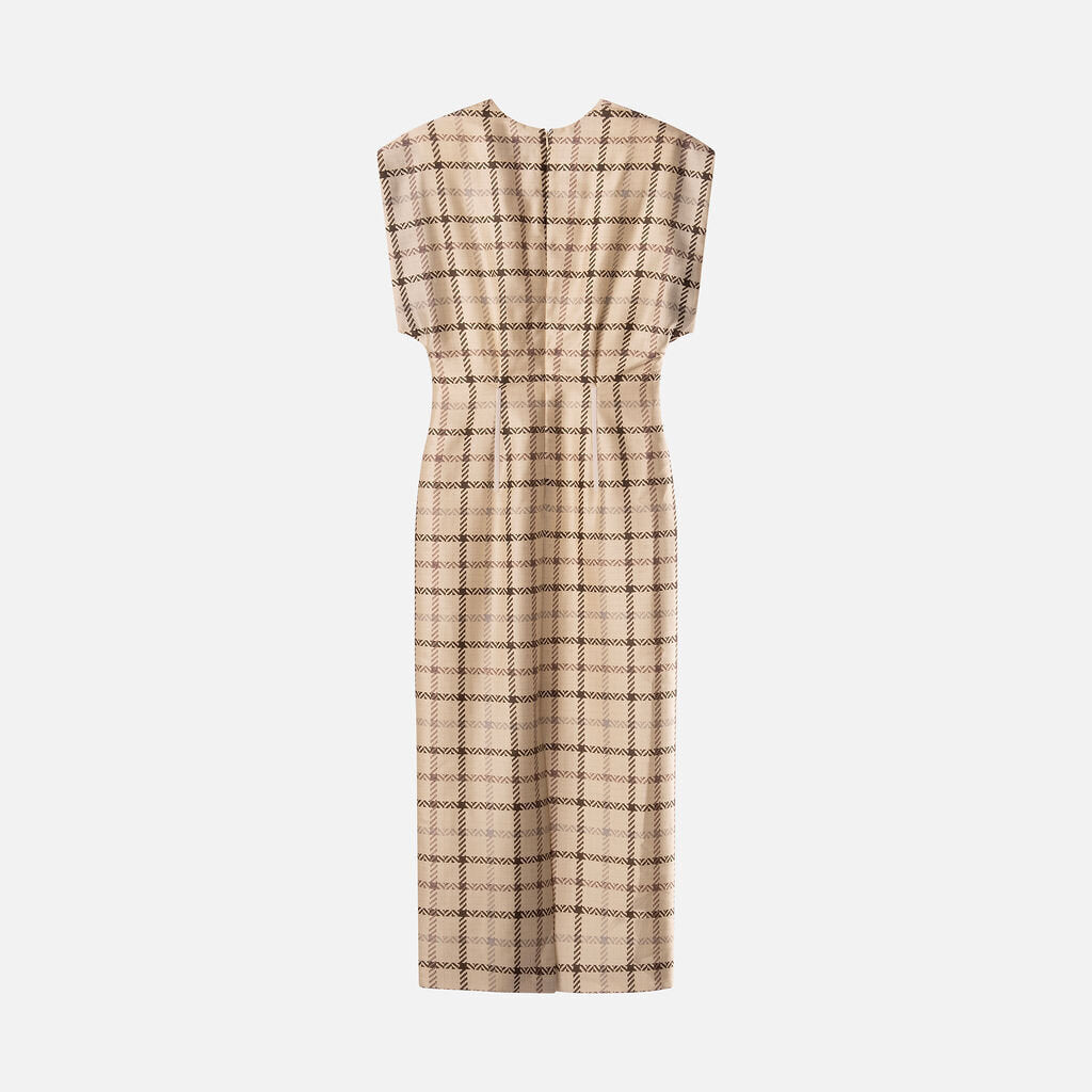 Brandon Maxwell Cream Wool Panel Sleeveless Dress