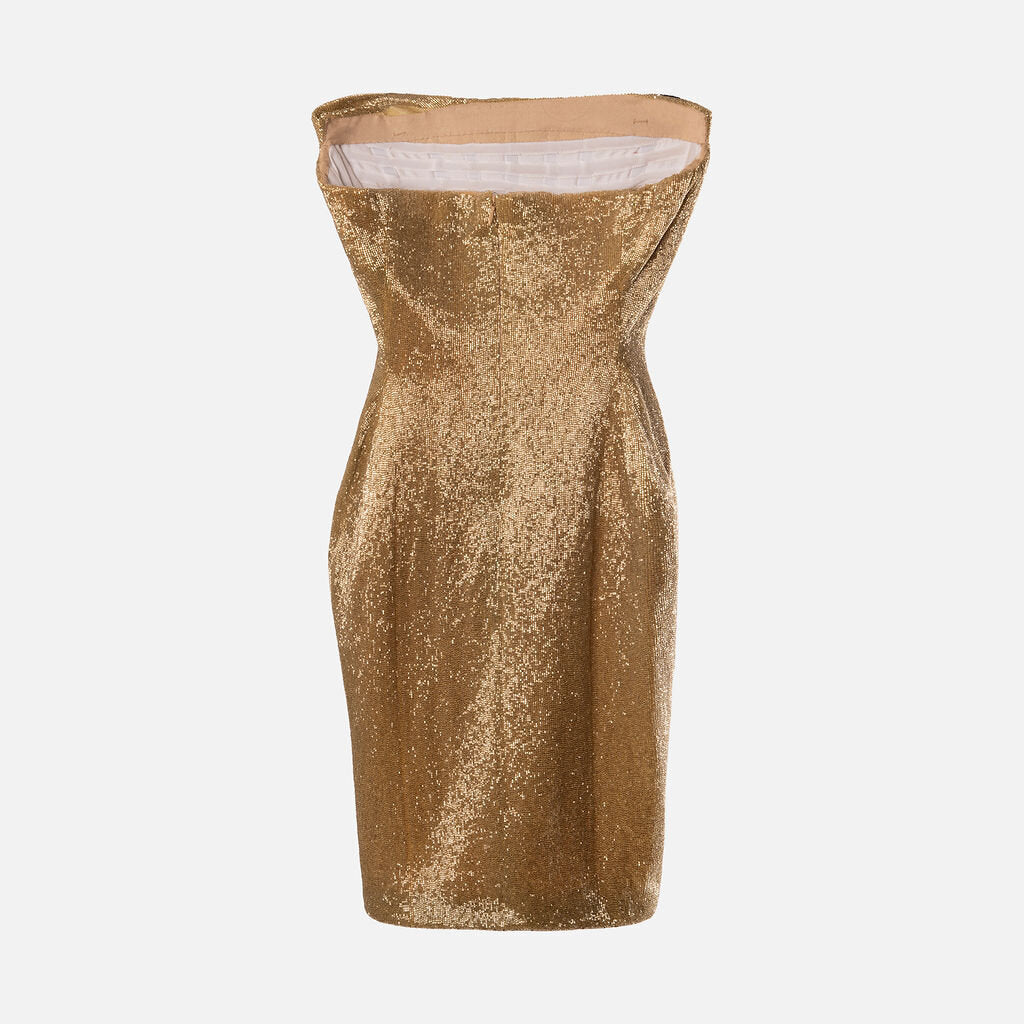 Wiederhoeft Gold Beaded Corset Mini Dress