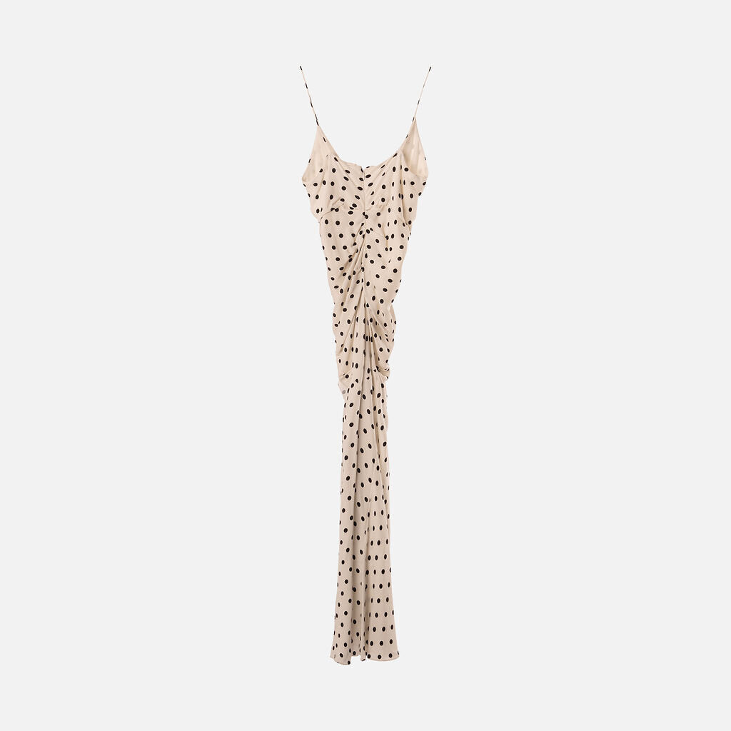 Balmain White & Black Polkadot Rose Gown