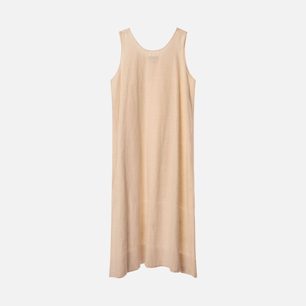 Eskandar Beige Linen Embroidered Dress
