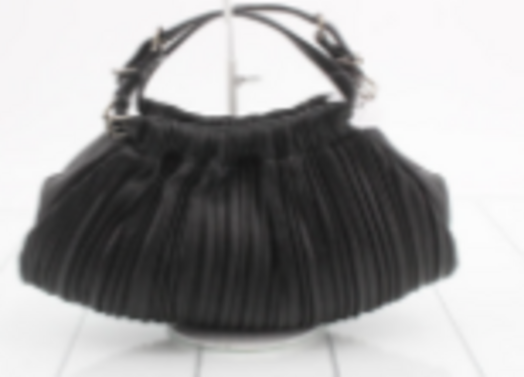 Black Ruched Leather Top Handle Bag