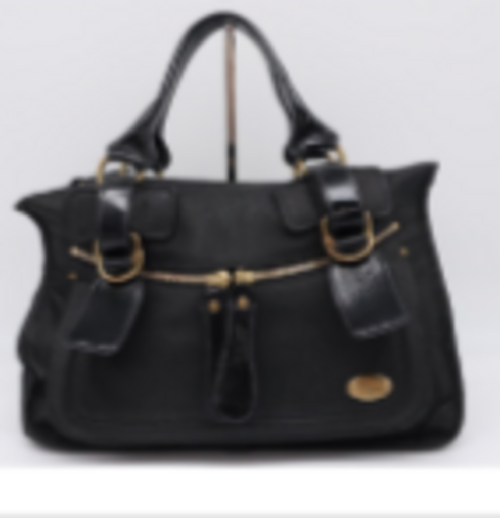 Black Leather & Canvas Tote