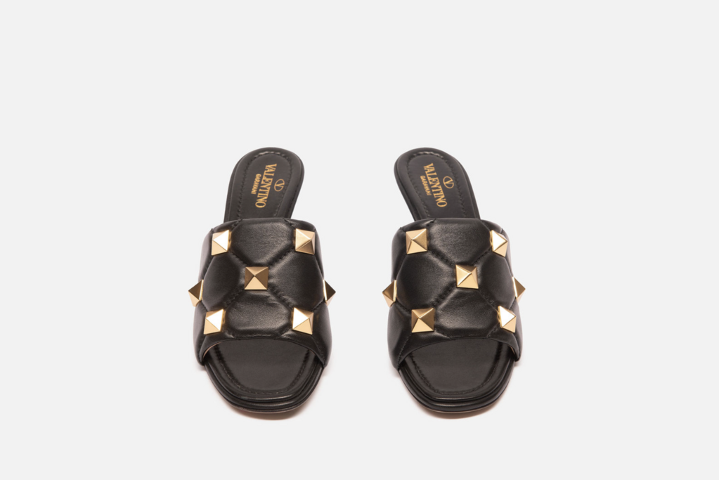 Valentino Black Leather Rockstud Sandal