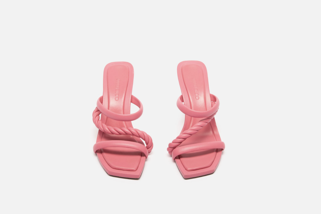 Jimmy Choo Pink Leather Woven Heel Sandal