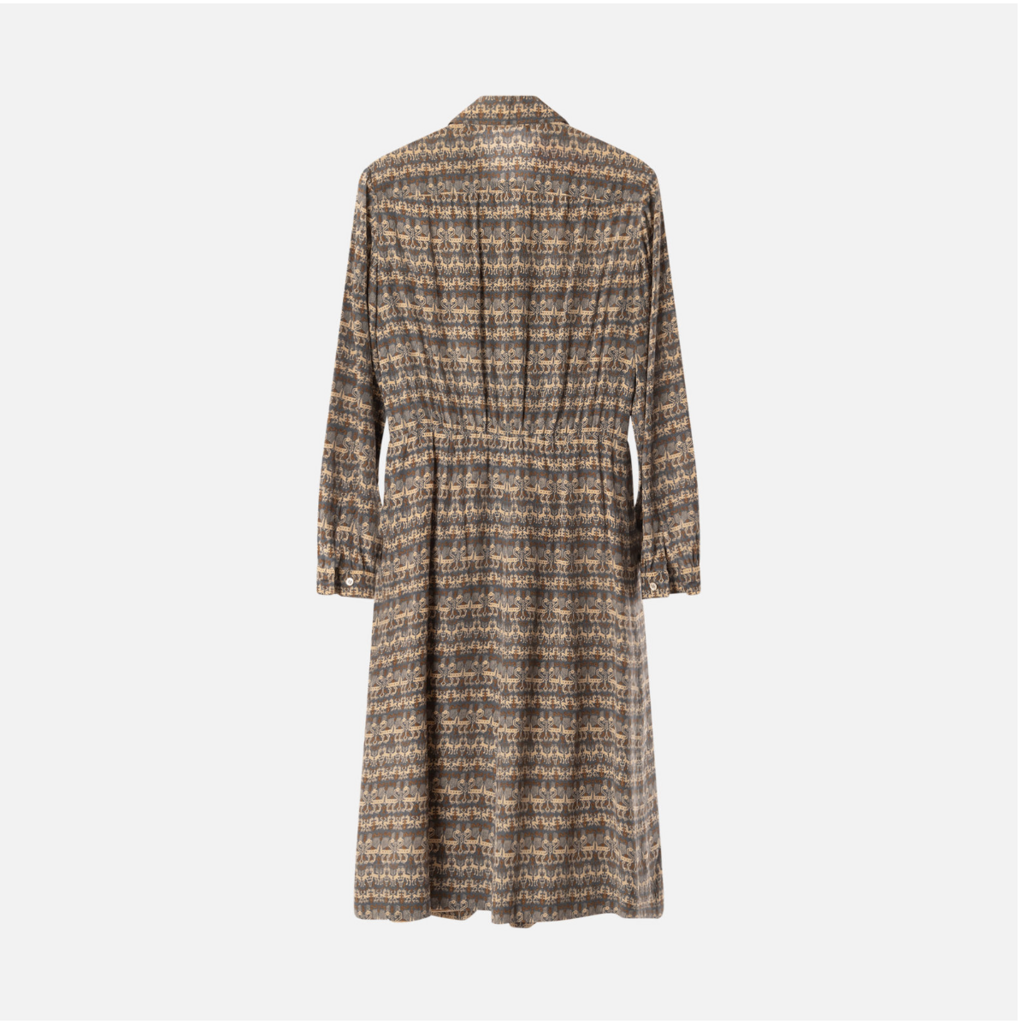 Hermes Blue Printed Collared Dress
