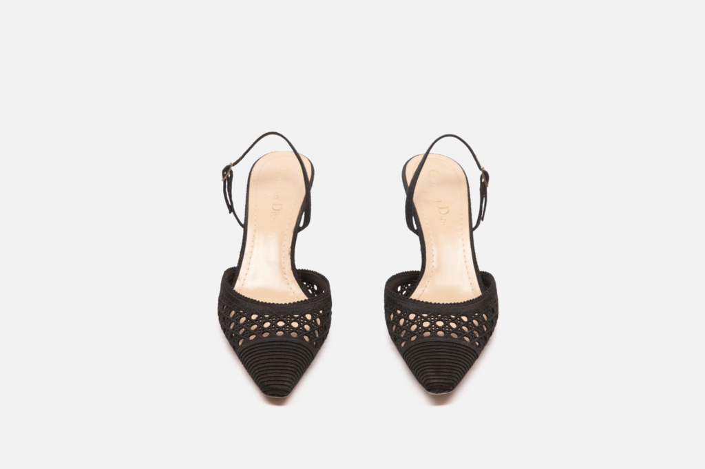 Christain Dior Black Fabric Cannage Heels