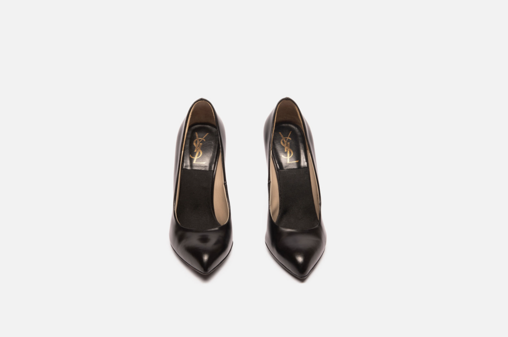 Saint Laurent Black Leather & Wood Heels