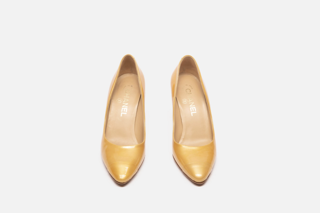 Chanel Yellow Patent Pumps