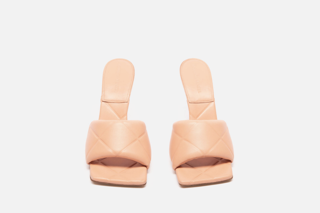 Bottega Veneta Pink Leather Padded Heeled Mules