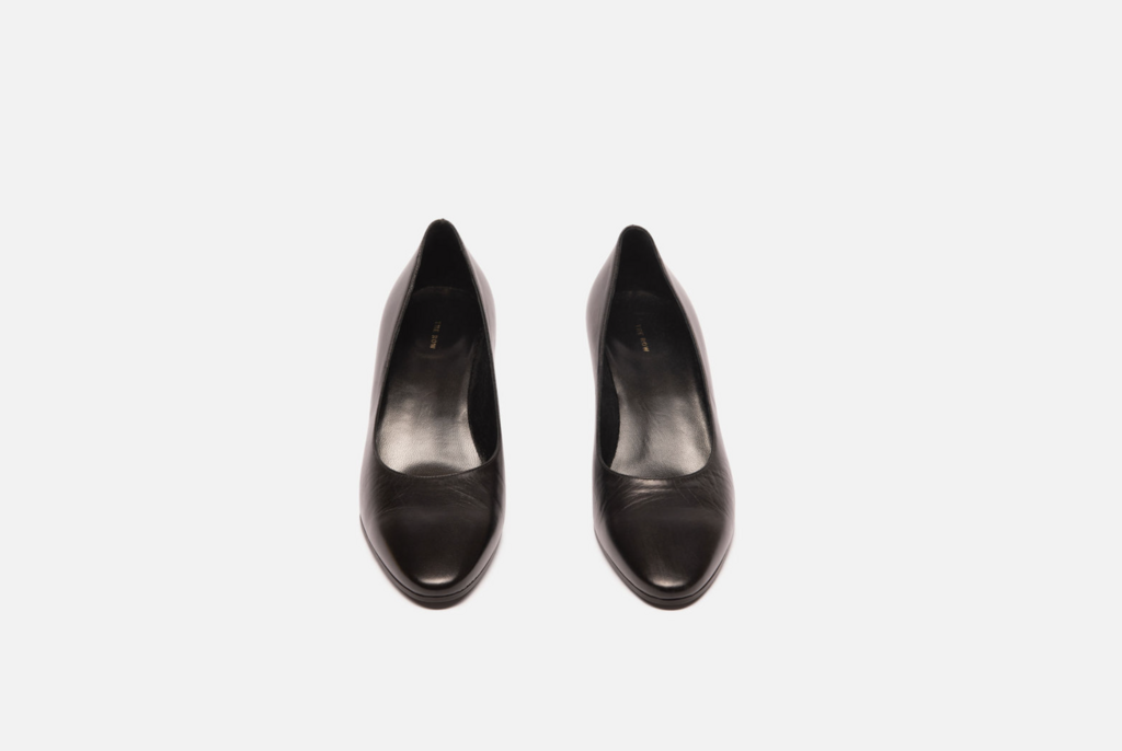 The Row Black Leather Almond Toe Pump