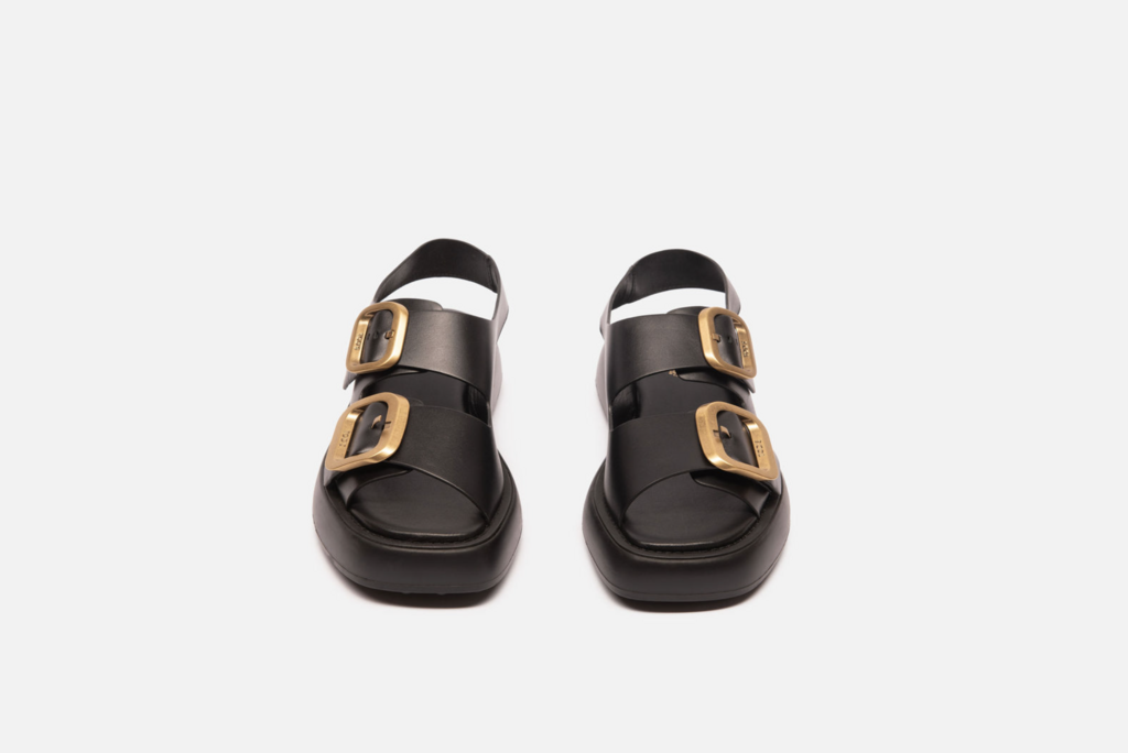 Tod's Black Leather Buckle Sandals