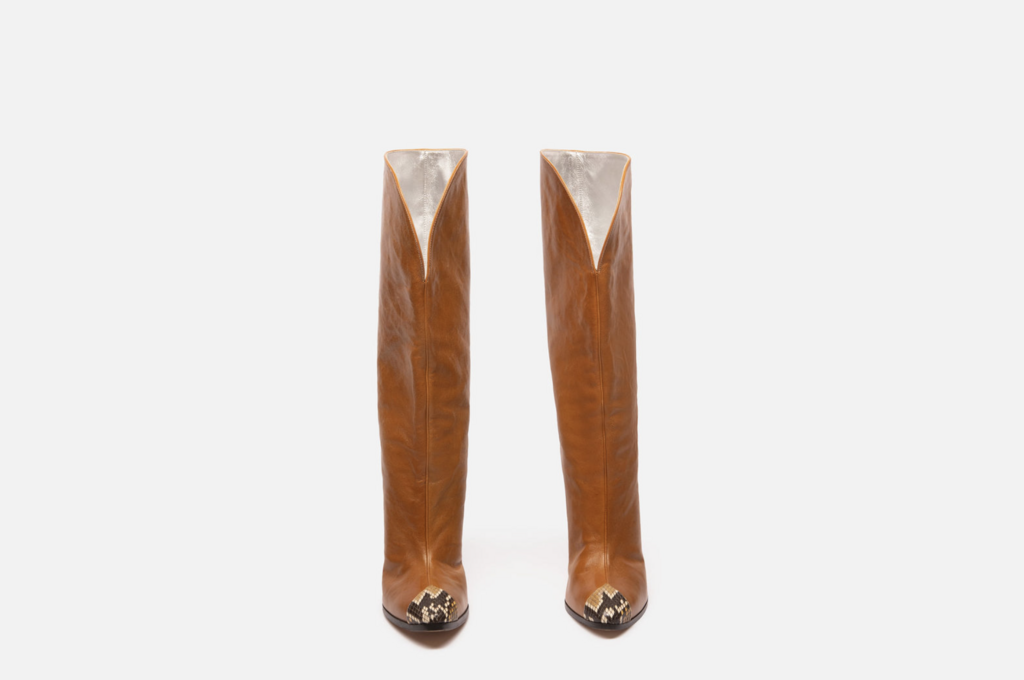Givenchy Brown Leather & Snakeskin Heel Boots