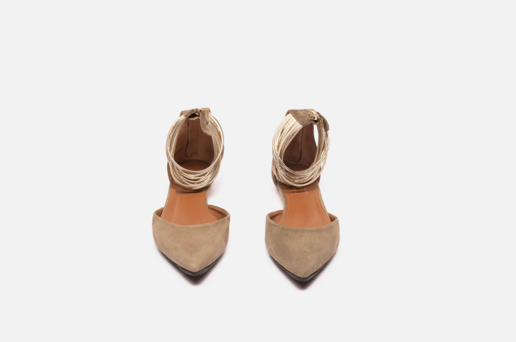 Aquazzura Taupe Suede Flats