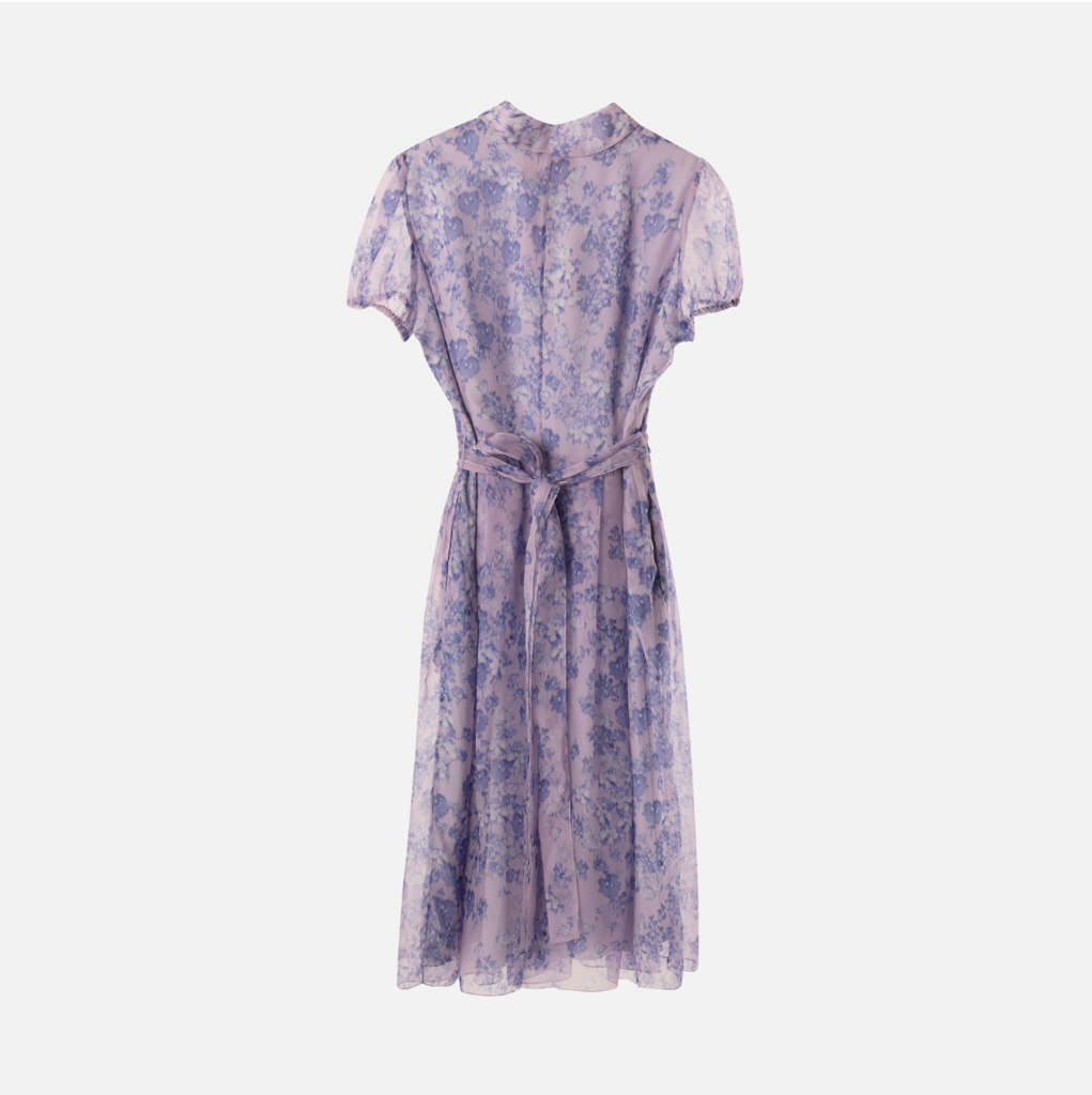 Carolina Herrera Purple Silk Belted Midi Dress (NWT $2990)