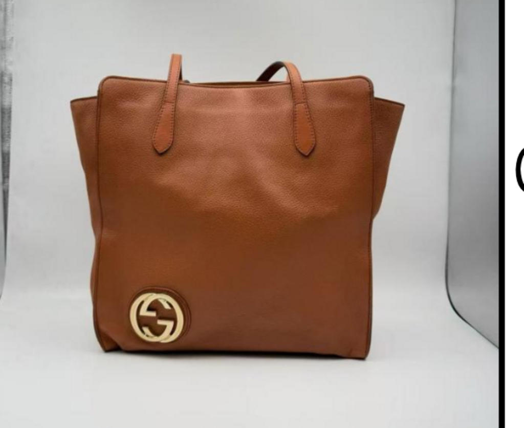 Brown Leather Tote w/Logo