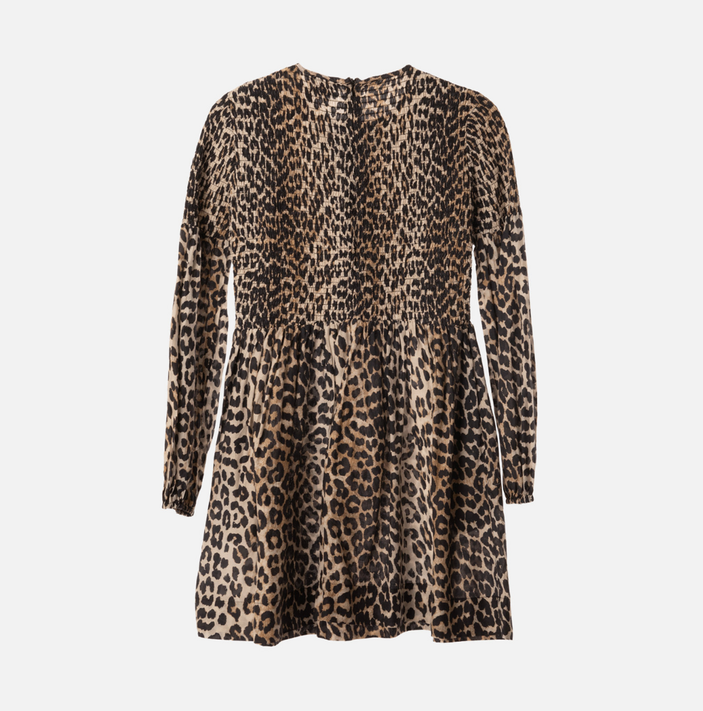 Ganni Leopard Print Cotton/Silk Dress