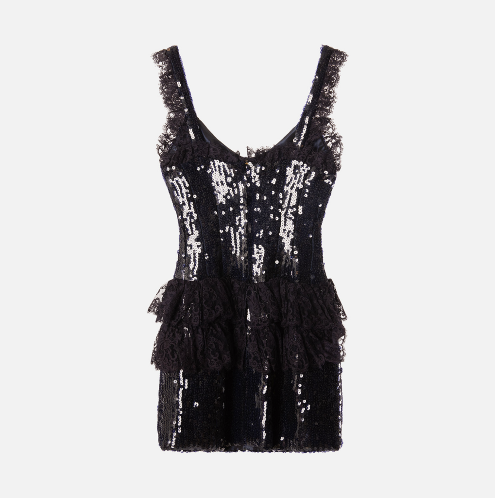 Chanel Dark Purple Sequin Lace Vintage Mini Dress