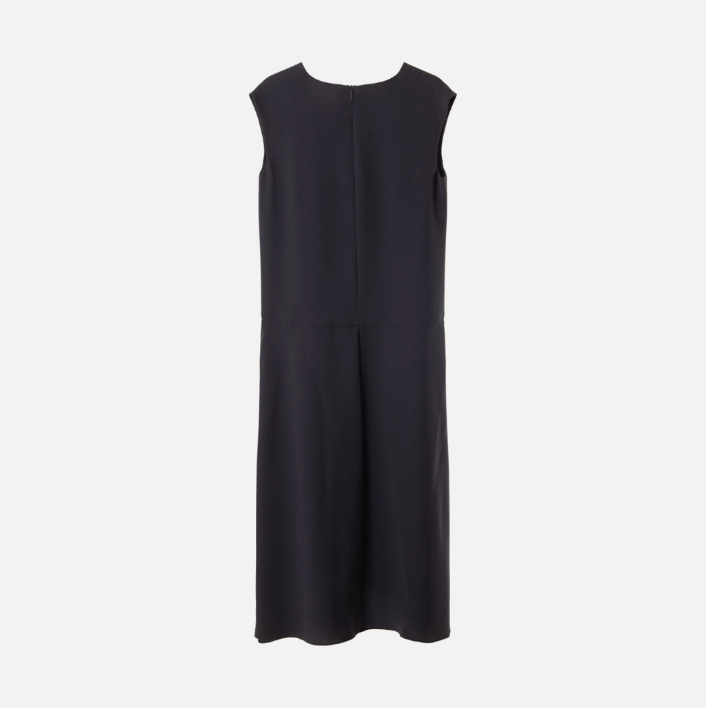 Tibi Navy Triacetate V-Neck Dress
