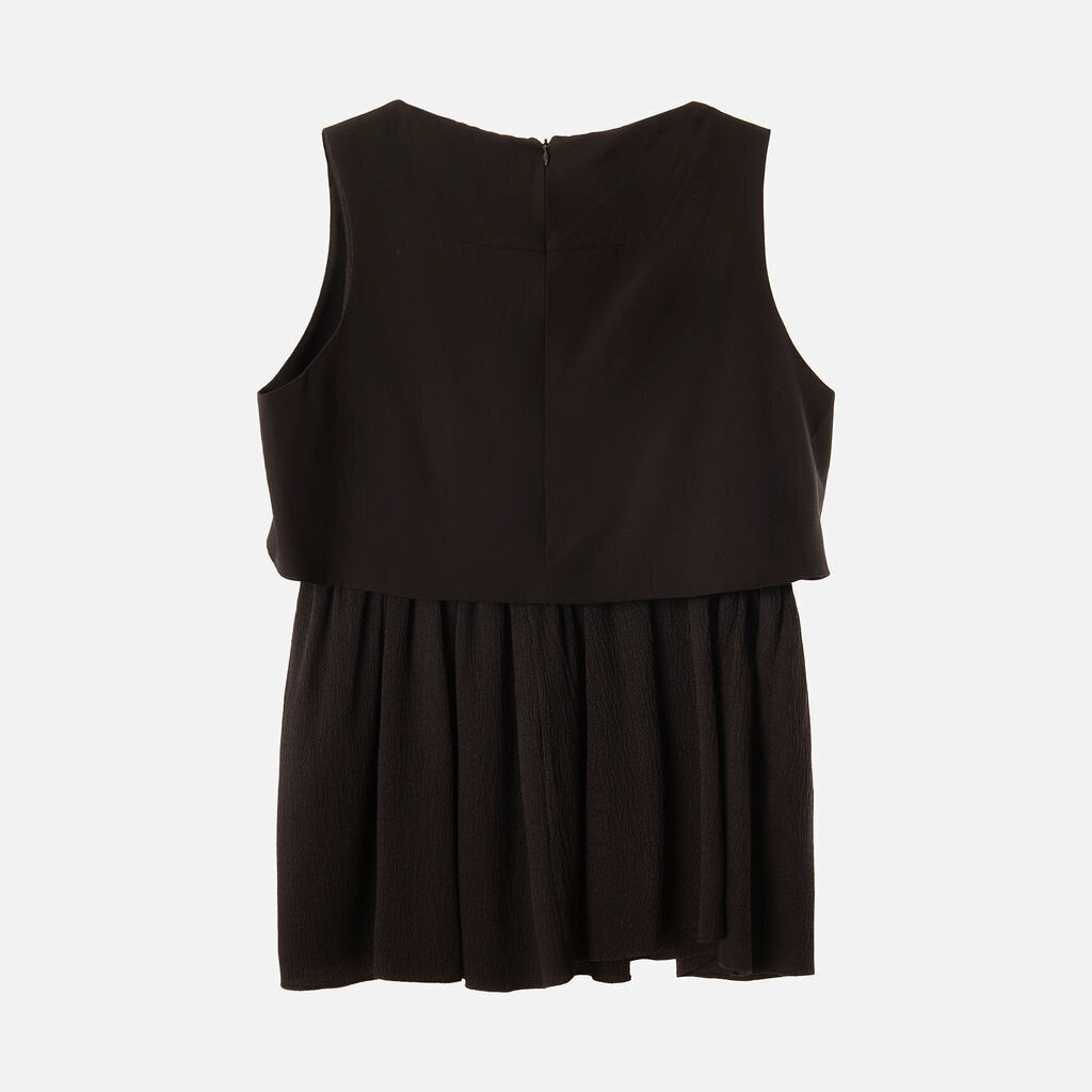 Balenciaga Silk Black Tiered Silk & Elastane Top