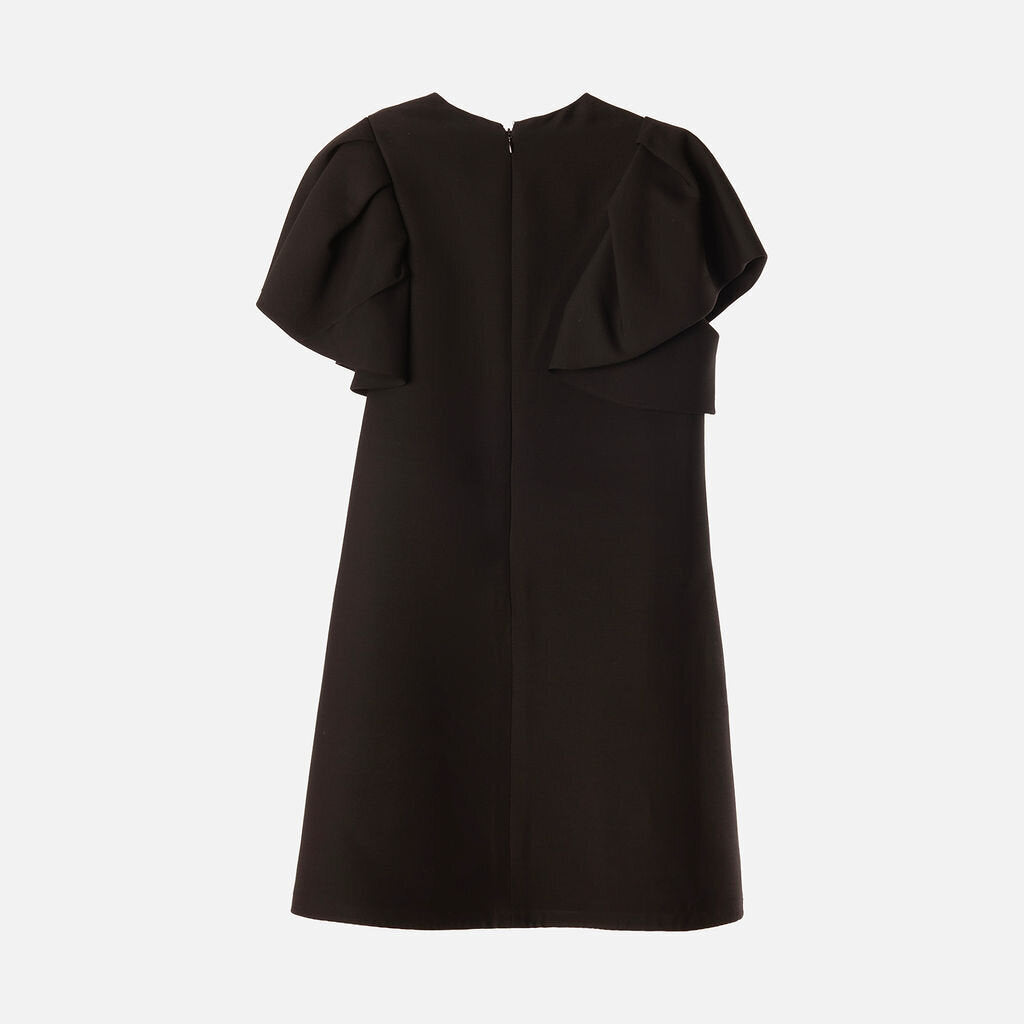 Valentino Black Wool Ruffled Sleeve Dress