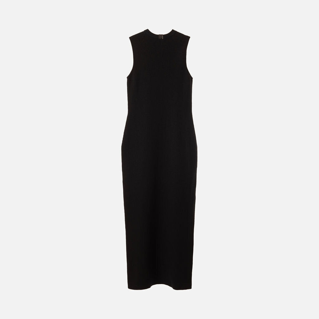 Loewe Black & Navy Wool Ribbed Sweater Dress