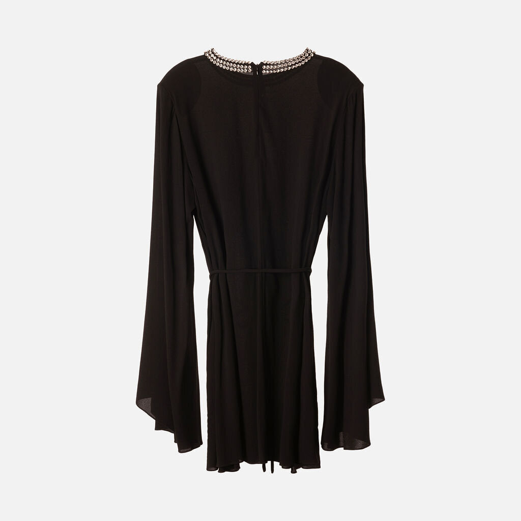 Stella McCartney Black Mini Crystal Embellished Tied Dress