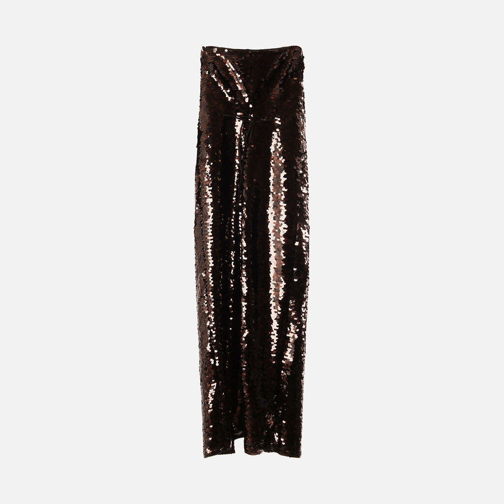 Staud Brown Sequin Strapless Midi Dress – The Refind