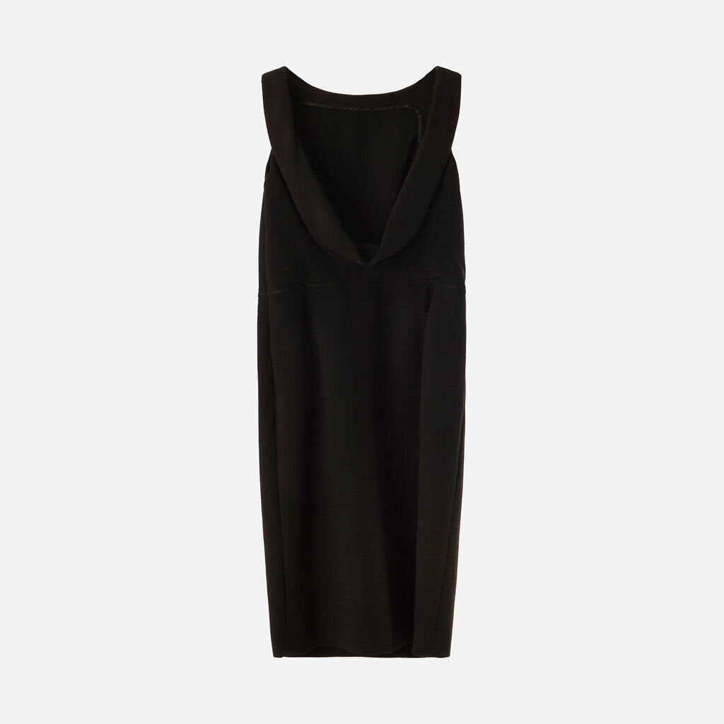 Oscar de la Renta Black Wool Draped Backless Dress