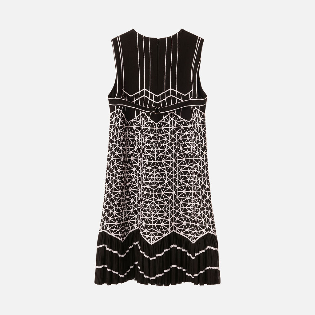 Alaia Black & White Geometric-Pattern Viscose Dress