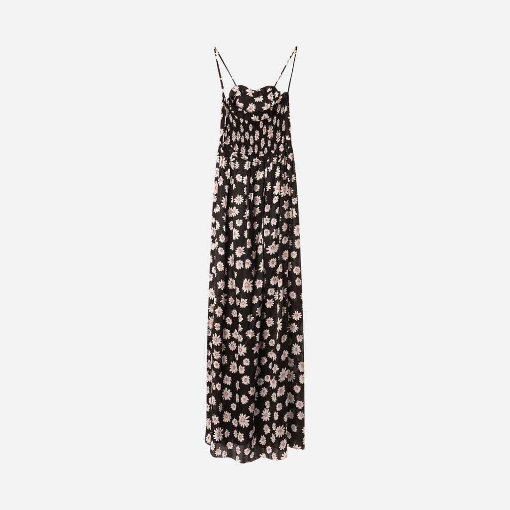 Balenciaga Black Floral Print Silk Maxi Dress (2017)