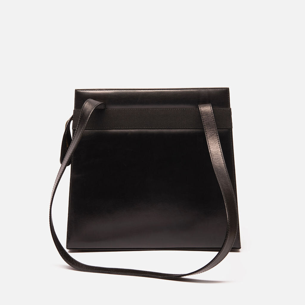 Black Leather Vara Bow Shoulder Bag