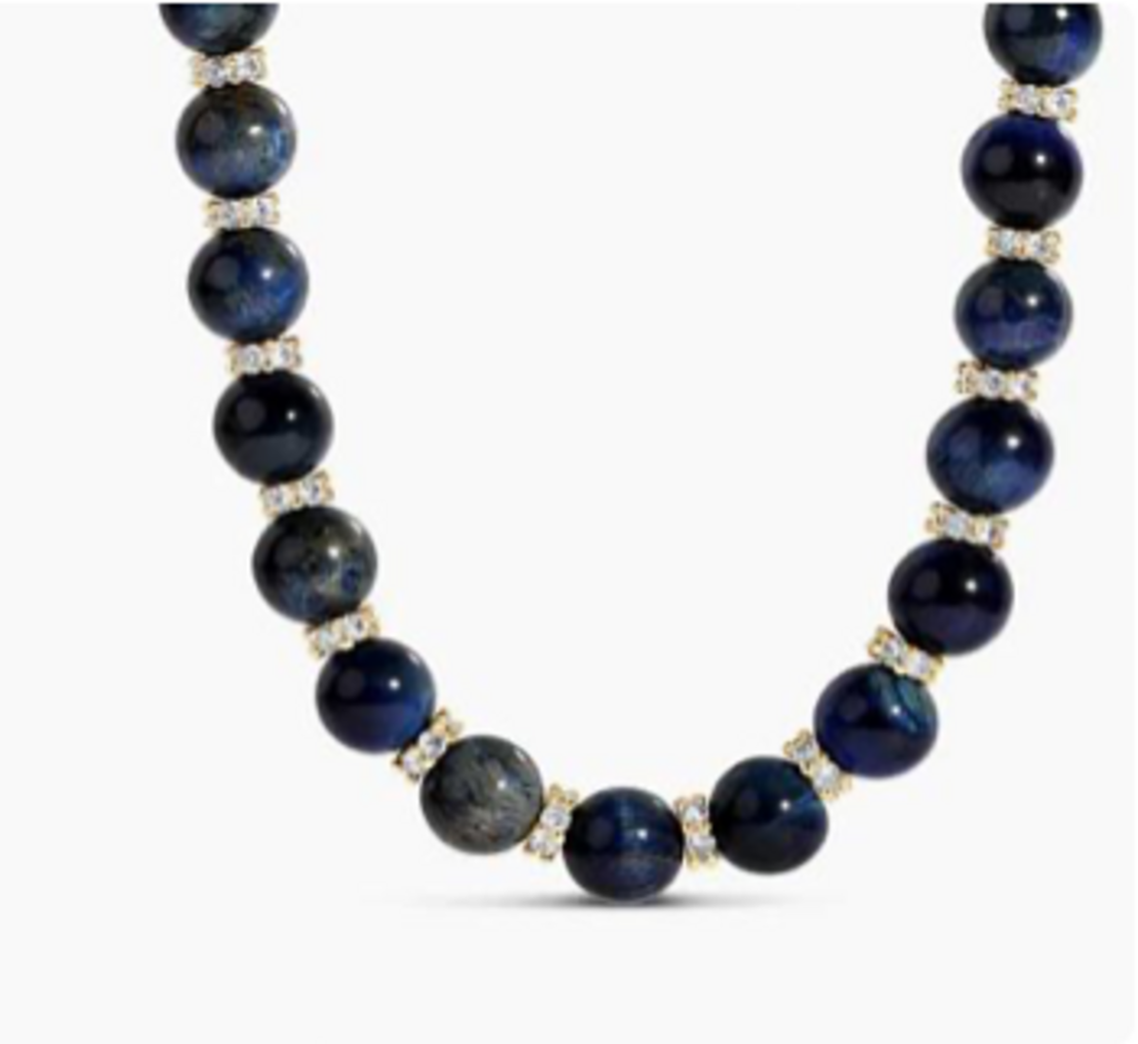 THE TIGER EYE Blue LUXE BEAD NECKLACE