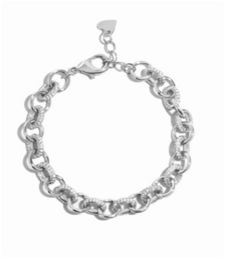 ROUND PAVE LINK BRACELET YG