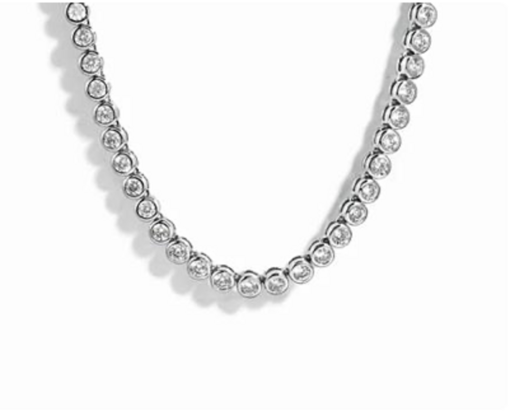 3MM ROUND BEZEL TENNIS NECKLACE WG 16'