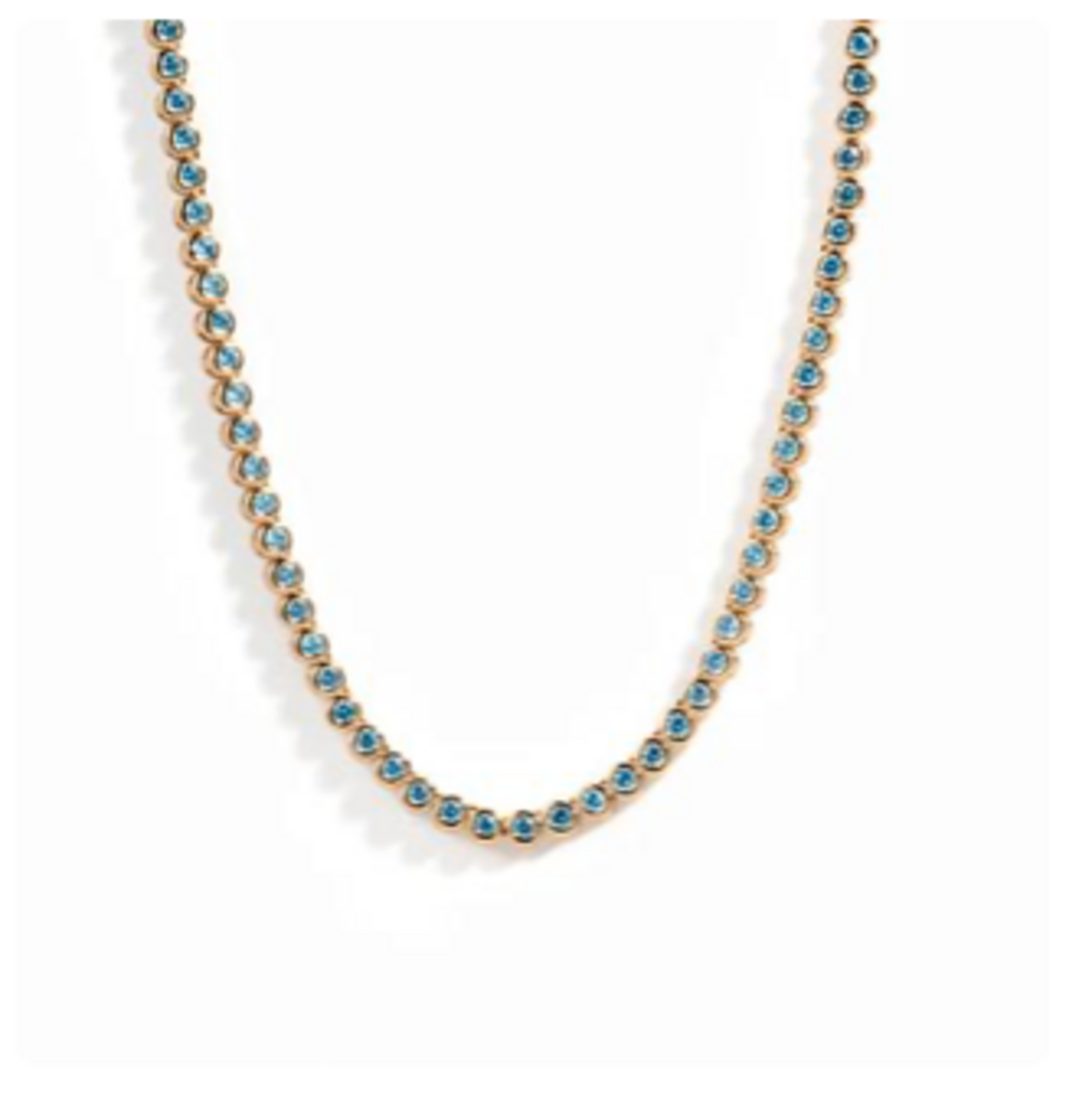 AQUAMARINE BEZEL TENNIS NECKLACE YG 16'